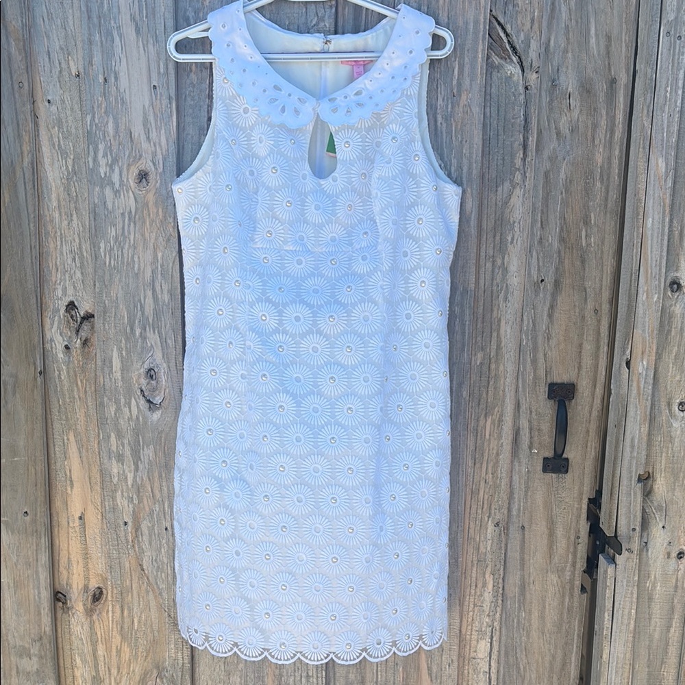 Lilly Pulitzer Nicci dress-14 Resort white-pinwheel organza - Picture 6 of 16